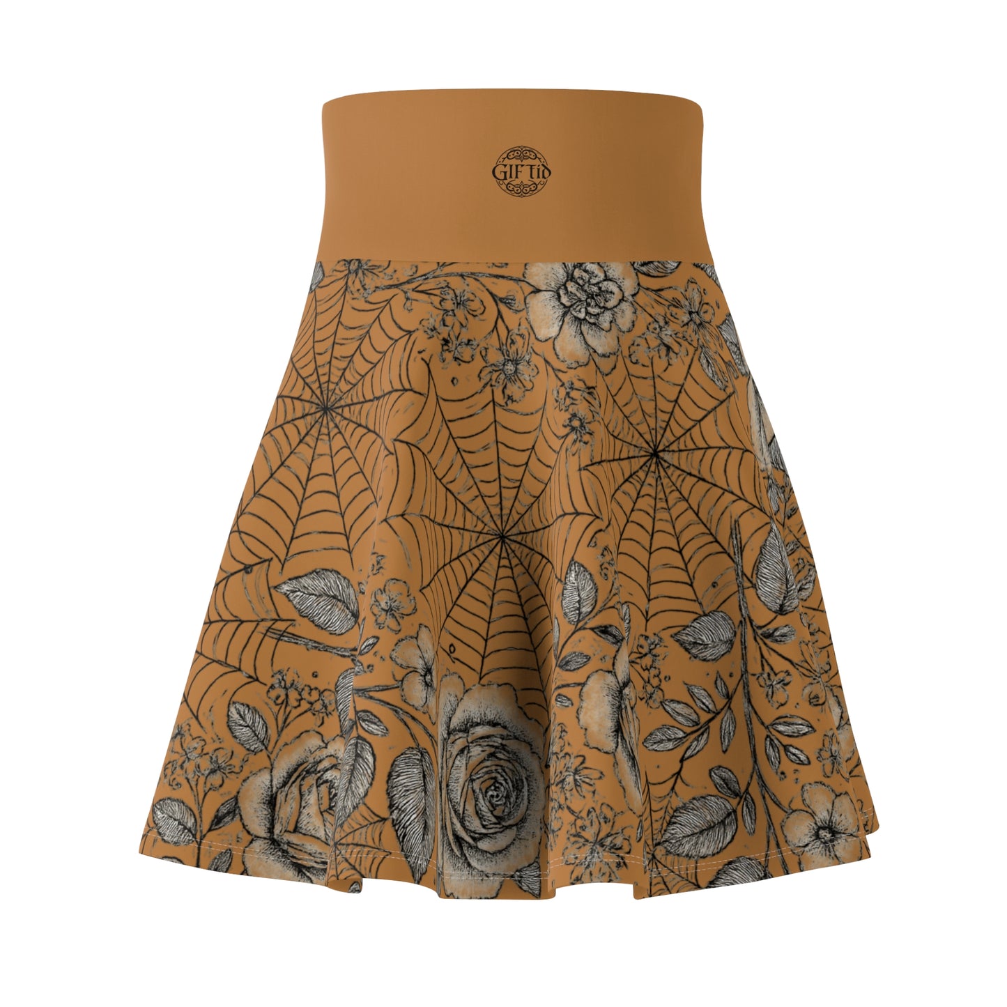 Flower Web Skater Skirt - Brown