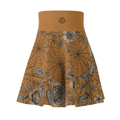 Flower Web Skater Skirt - Brown