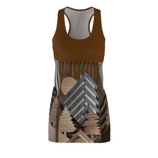 Mountain About Brown Racerback Dress with Nature-Inspired Design, Casual Summer Wear, Outdoor Events, Vacation Essential, Eco-Friendly Fashion