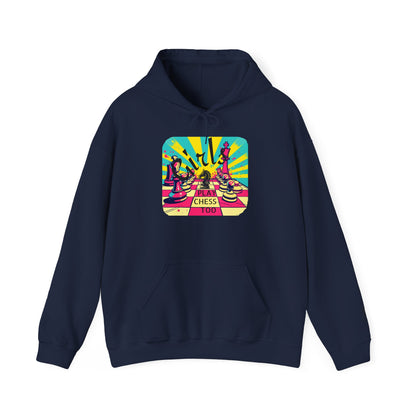 Girls Play Chess Too Hoodie, Funny Chess Lover Gift, Board Game Sweatshirt, Unique Chess Designs, Cozy Gamer Apparel
