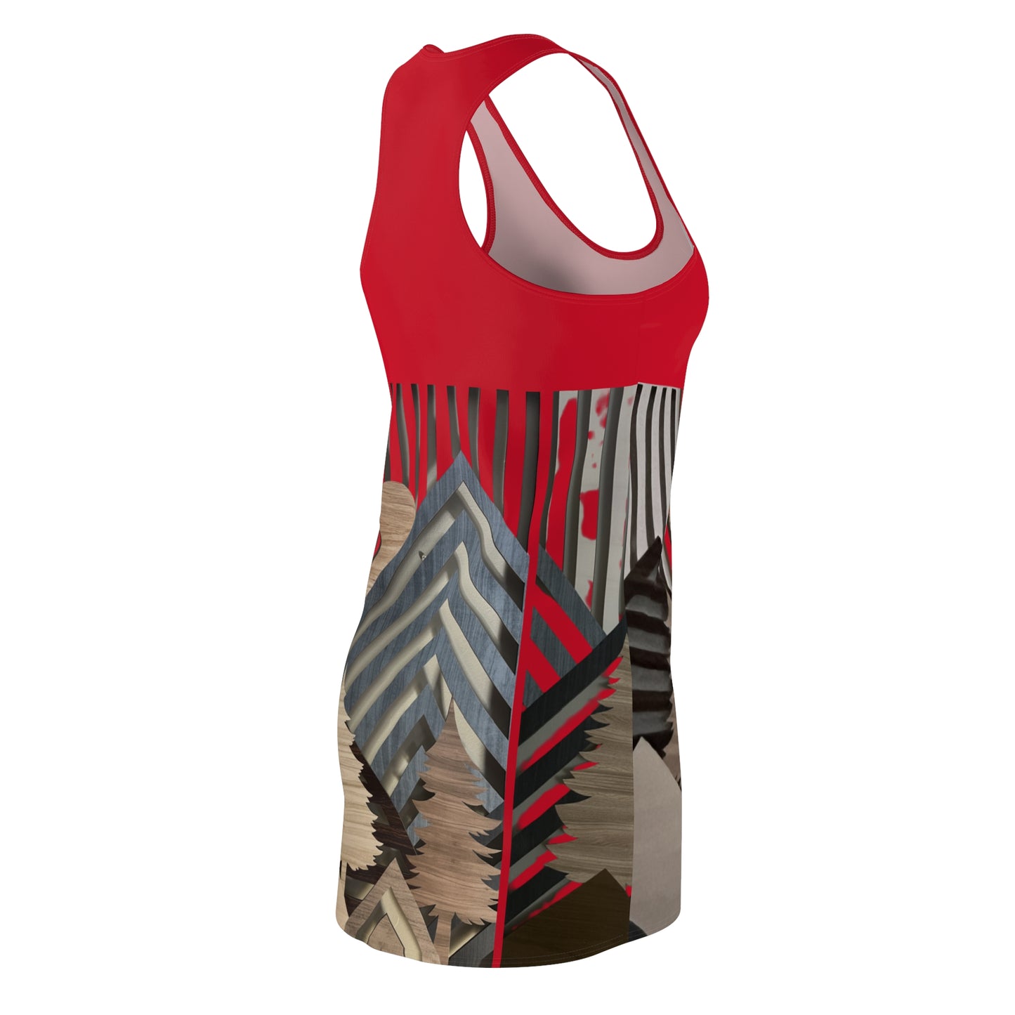 Mountain About Red Racerback Dress with Nature-Inspired Design, Casual Summer Wear, Outdoor Events, Vacation Essential, Eco-Friendly Fashion