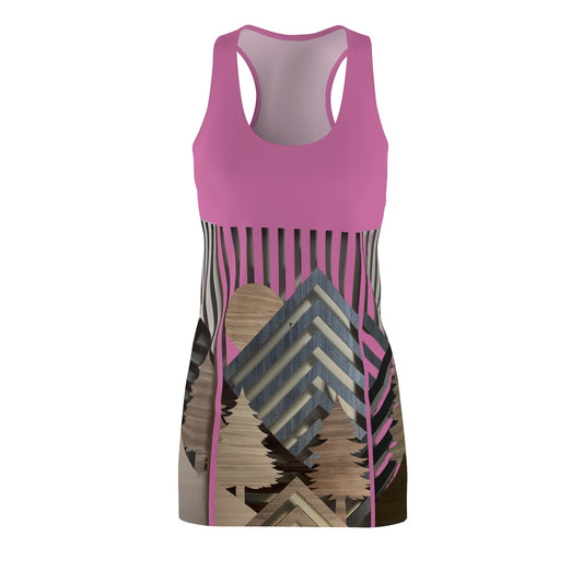 Mountain About Pink Racerback Dress with Nature-Inspired Design, Casual Summer Wear, Outdoor Events, Vacation Essential, Eco-Friendly Fashion