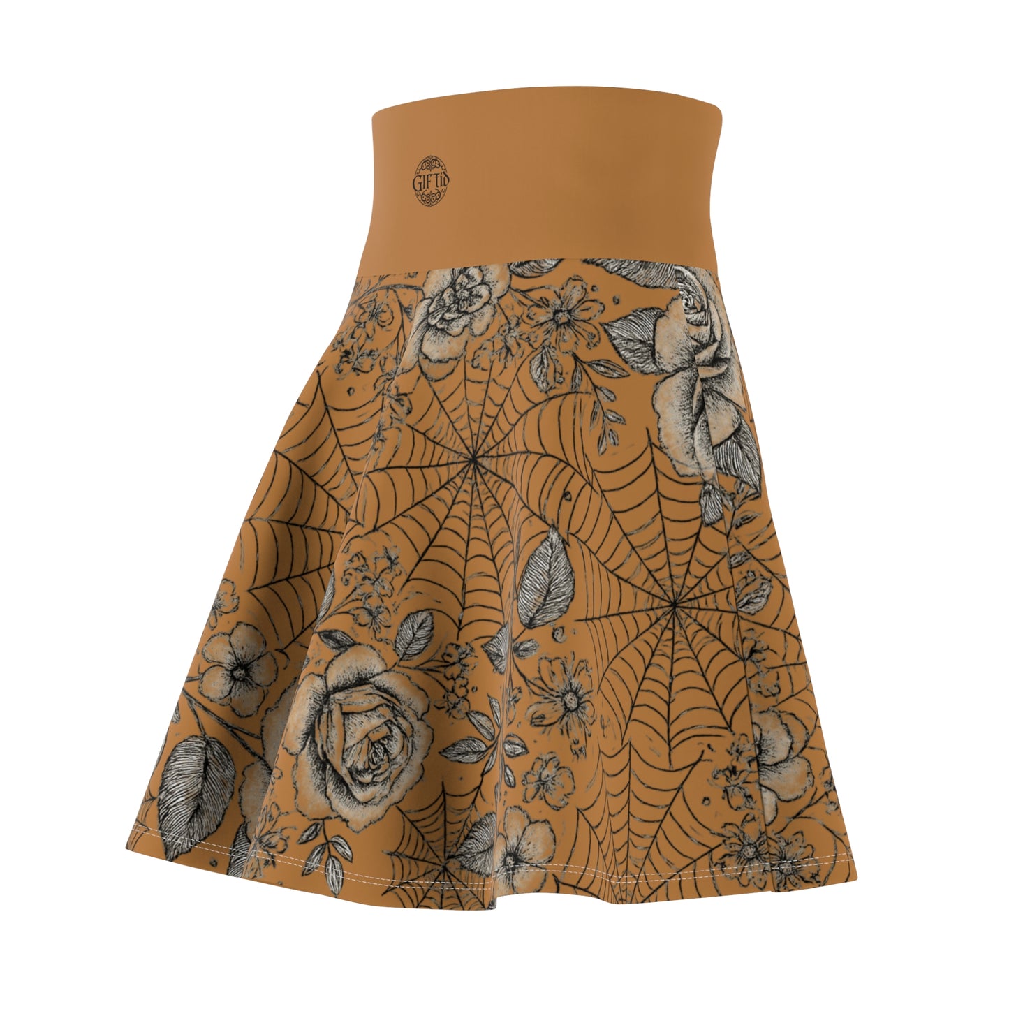 Flower Web Skater Skirt - Brown
