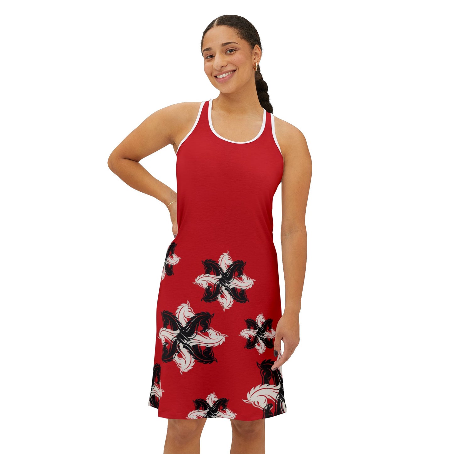 GIFTid Xtra HorseFlower Racerback Dress, Summer Dress, Casual Dress, Beachwear, Everyday Dress