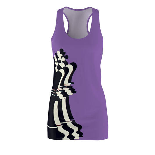 Purple GIFTid Queen Move Racerback Dress | Stylish Summer Dress, Unique Gift, Casual Wear, Chess Lover's Apparel, Trendy AOP Dress