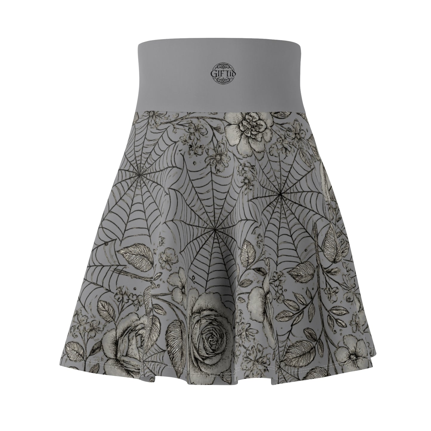 Flower Web Skater Skirt Grey