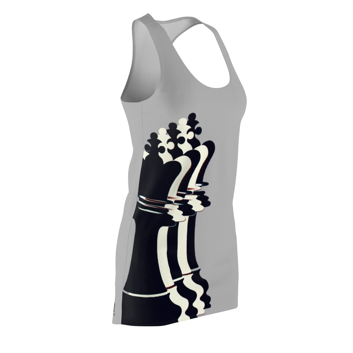 Grey GIFTid Queen Move Racerback Dress | Stylish Summer Dress, Unique Gift, Casual Wear, Chess Lover's Apparel, Trendy AOP Dress