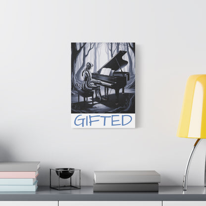 Canvas Print, Female Knight Playing Piano in Dark Forest, GIFTED, Wall Art Decor, Medieval Decor, Fantasy Artwork, Musician Gift, Home