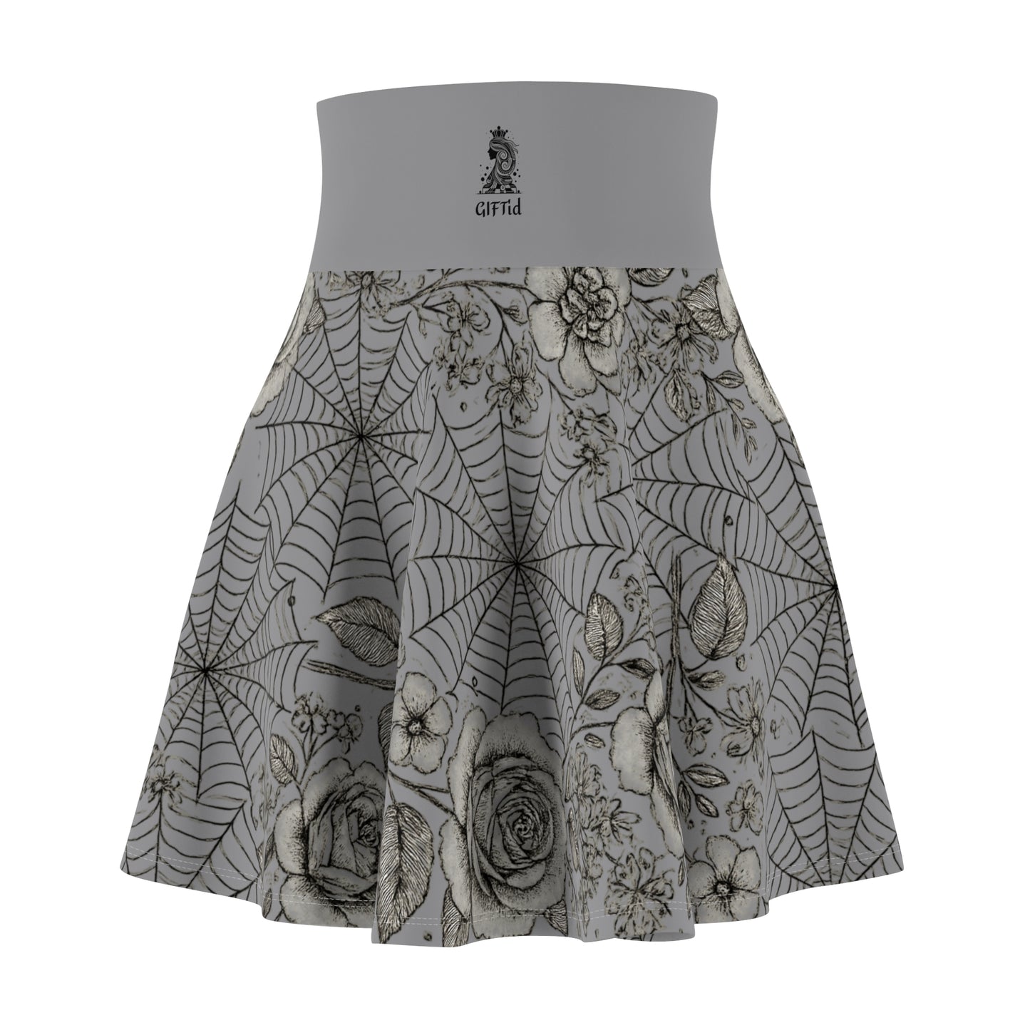 Flower Web Skater Skirt Grey