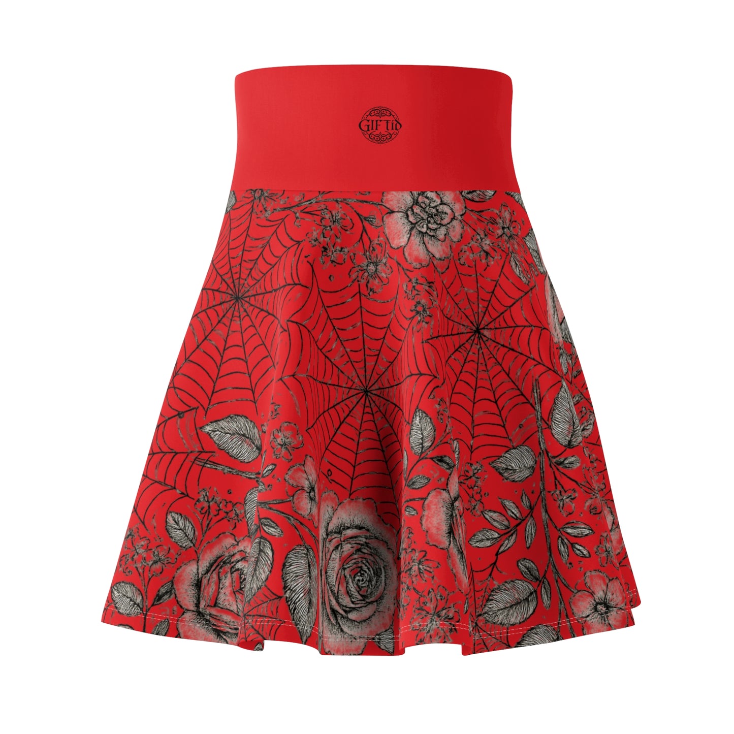 Flower Web Skater Skirt - Red