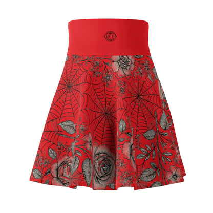 Flower Web Skater Skirt - Red