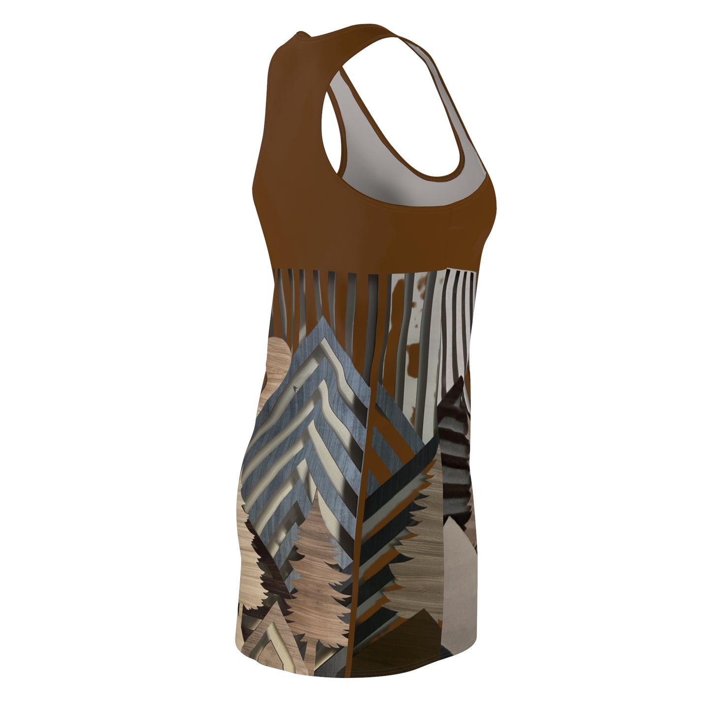Mountain About Brown Racerback Dress with Nature-Inspired Design, Casual Summer Wear, Outdoor Events, Vacation Essential, Eco-Friendly Fashion