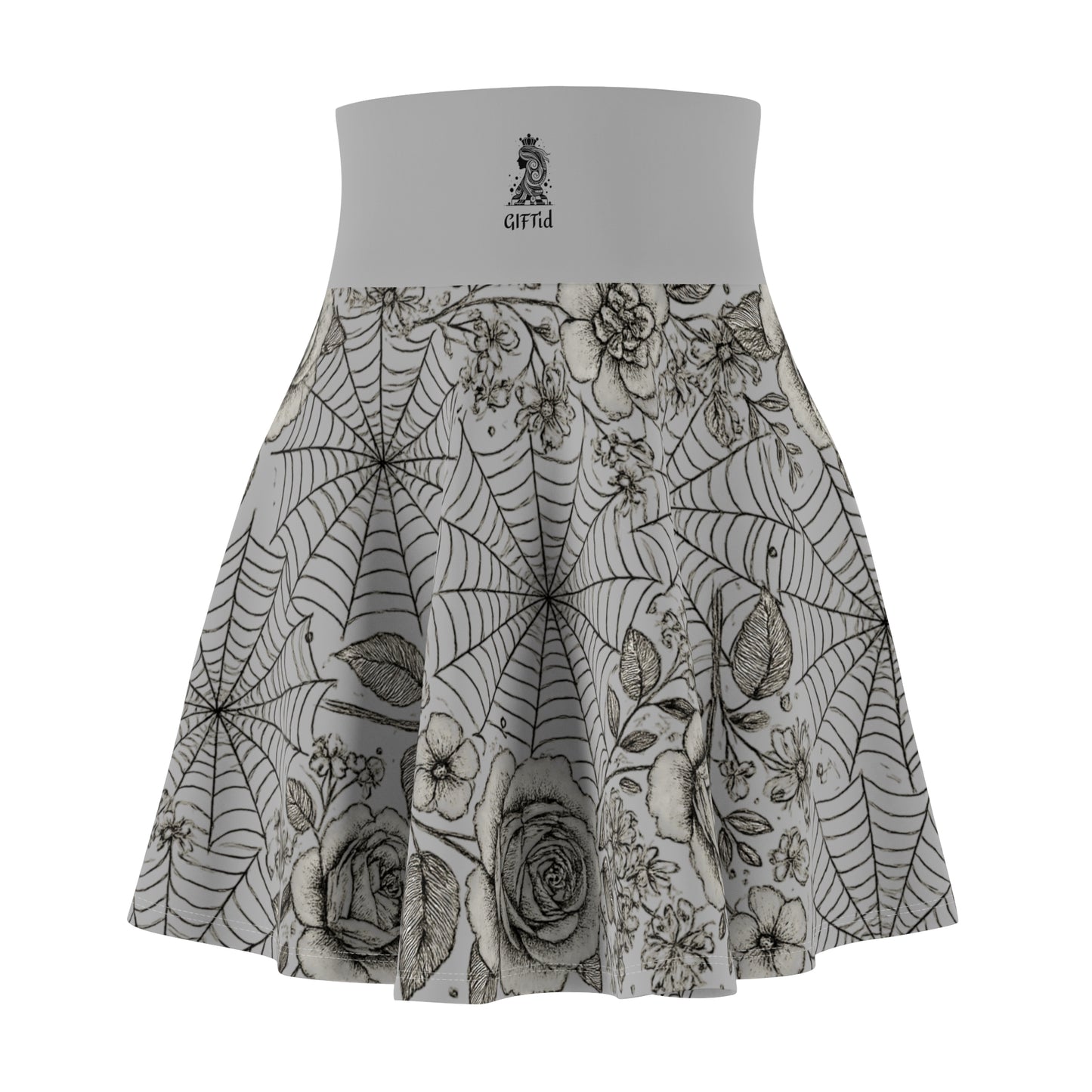 Flower Web Skater Skirt - Light Grey