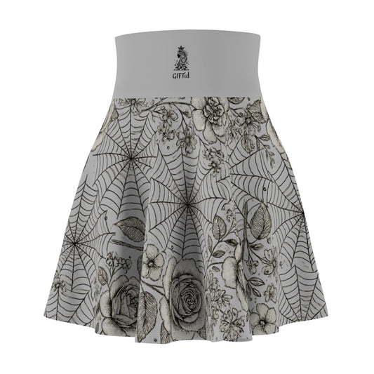 Flower Web Skater Skirt - Light Grey