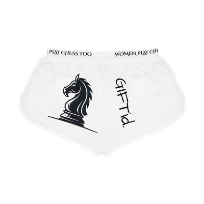 GIFTid Women Play Too - Relaxed Shorts, Playful Loungewear, Gift for Her, Comfortable Summer Shorts, Chess Lover Gift