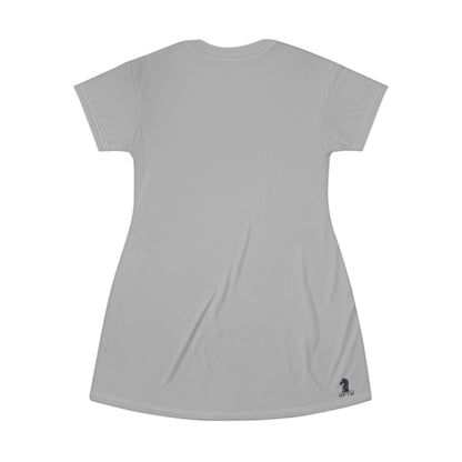 Grey GIFTid HorseFlower T-Shirt Dress, Casual Summer Dress, Boho Style Dress, Relaxed Wear, Perfect Gift for Her