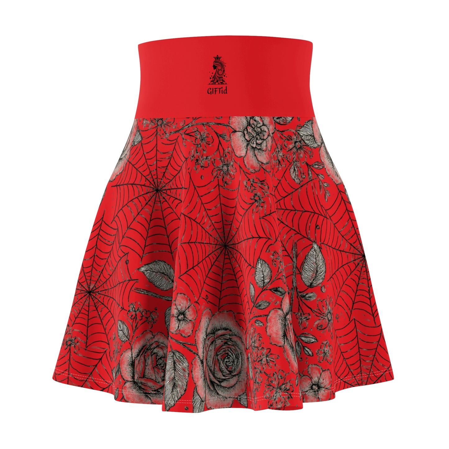 Flower Web Skater Skirt - Red