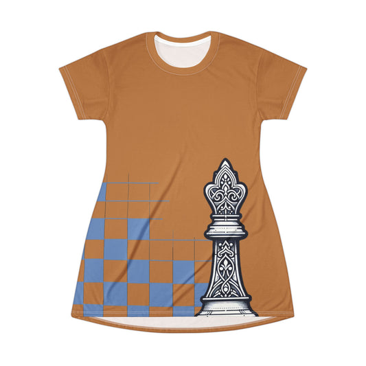 GIFTid Queen's Domain Graphic T-Shirt Dress | Unique Chess Lover Gift, Casual Wear, Playful Outfit, Game Night Apparel, Stylish Dress