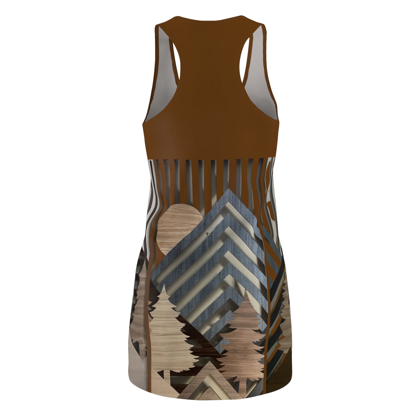 Mountain About Brown Racerback Dress with Nature-Inspired Design, Casual Summer Wear, Outdoor Events, Vacation Essential, Eco-Friendly Fashion