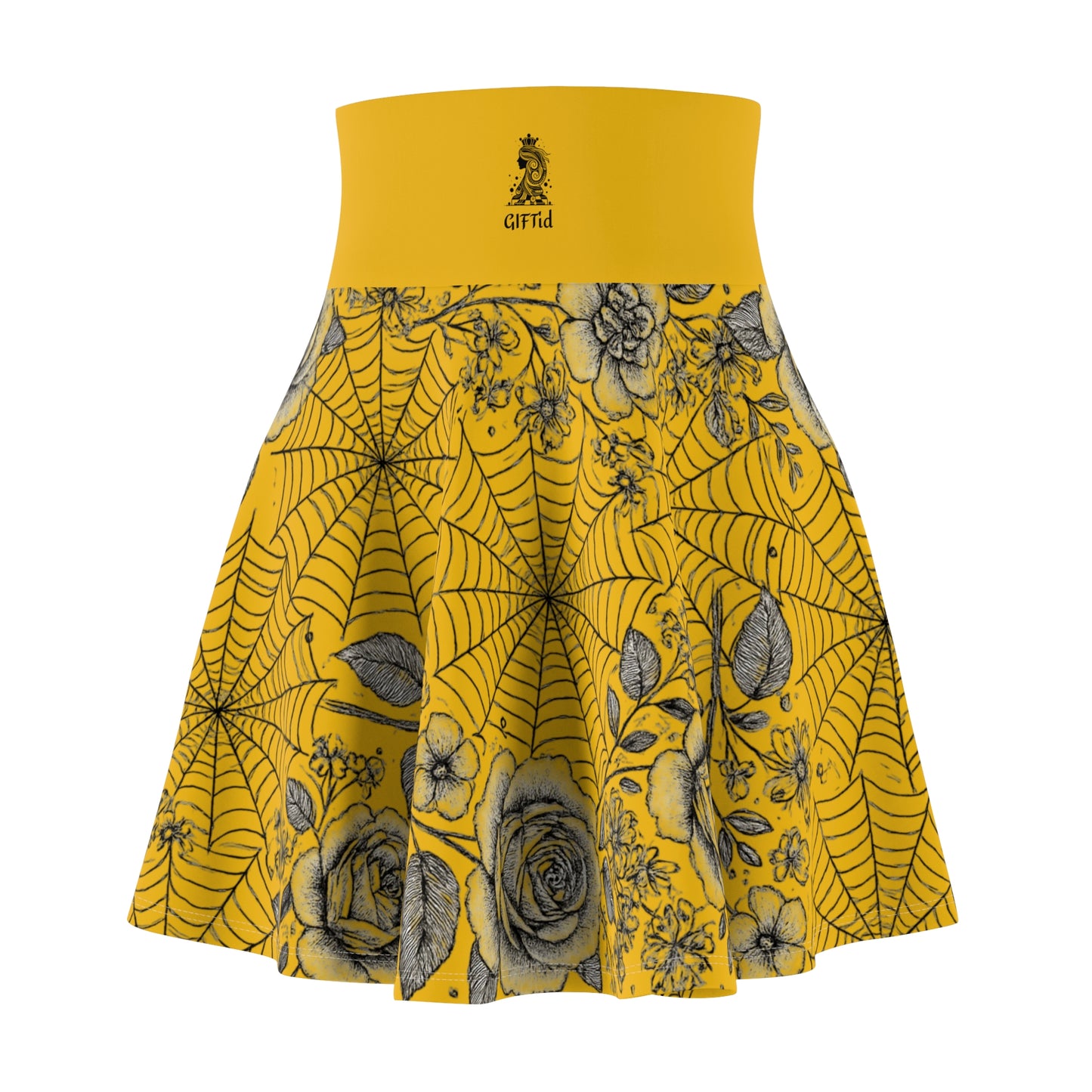 Flower Web Skater Skirt - Yellow
