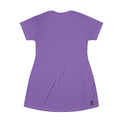 Purple GIFTid HorseFlower T-Shirt Dress, Casual Summer Dress, Boho Style Dress, Relaxed Wear, Perfect Gift for Her