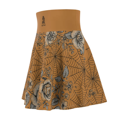 Flower Web Skater Skirt - Brown