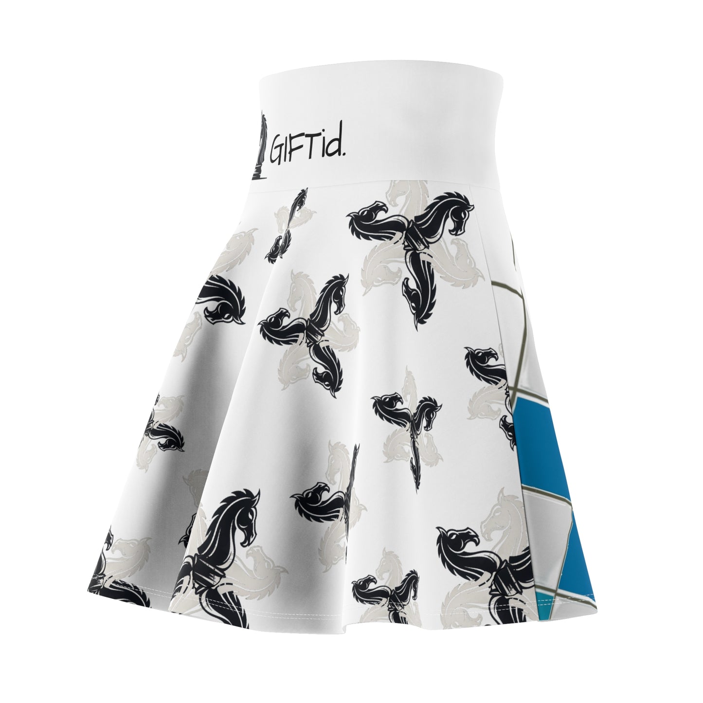 GIFTid Rodney Square Skater Skirt - Playful Chess Design, Trendy Everyday Wear, Perfect for Game Night, Unique Gift for Her, Comfortable Casual Style
