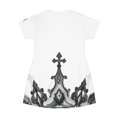 White Reckless With Your Queen T-Shirt Dress, Casual Wear, Summer Dress, Festival Outfit, Gift for Her, Stylish Everyday Dress