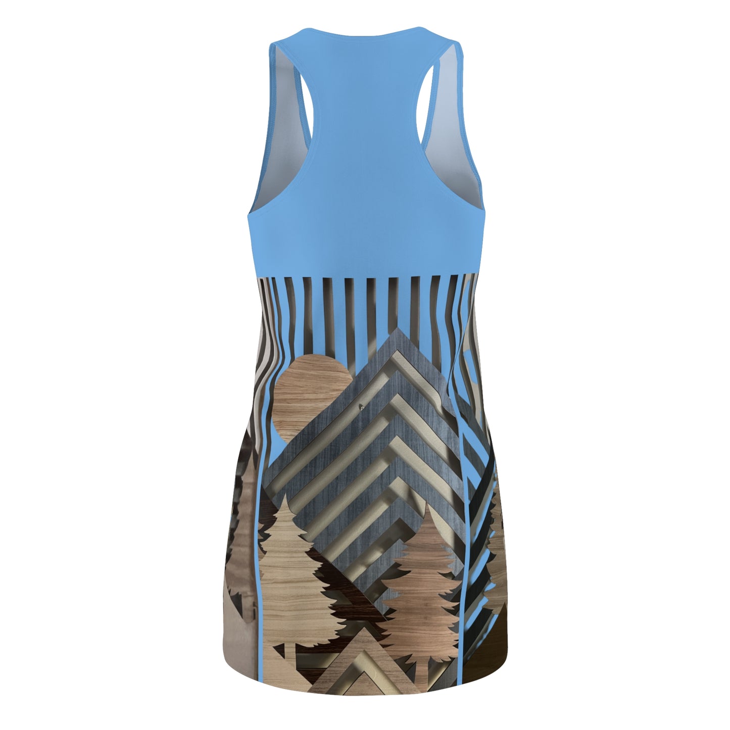 Mountain About Blue Racerback Dress with Nature-Inspired Design, Casual Summer Wear, Outdoor Events, Vacation Essential, Eco-Friendly Fashion