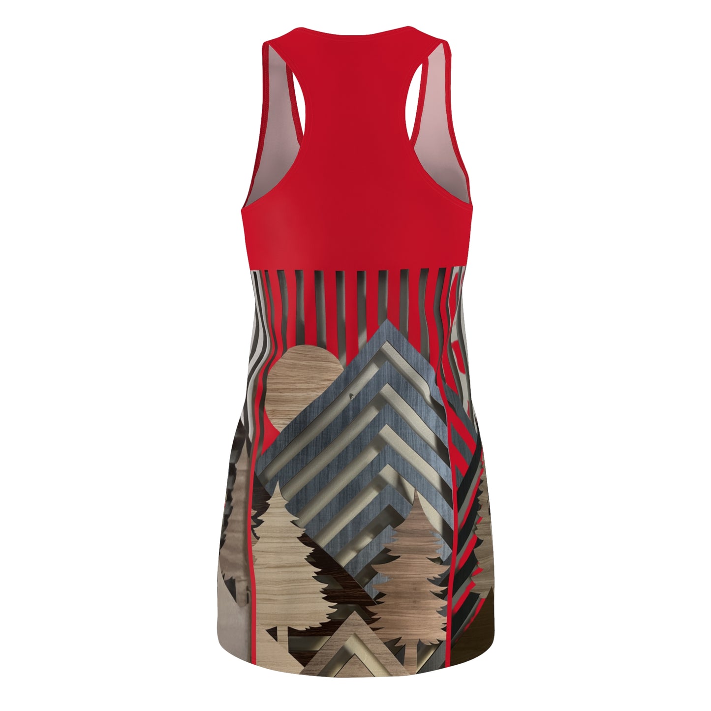 Mountain About Red Racerback Dress with Nature-Inspired Design, Casual Summer Wear, Outdoor Events, Vacation Essential, Eco-Friendly Fashion