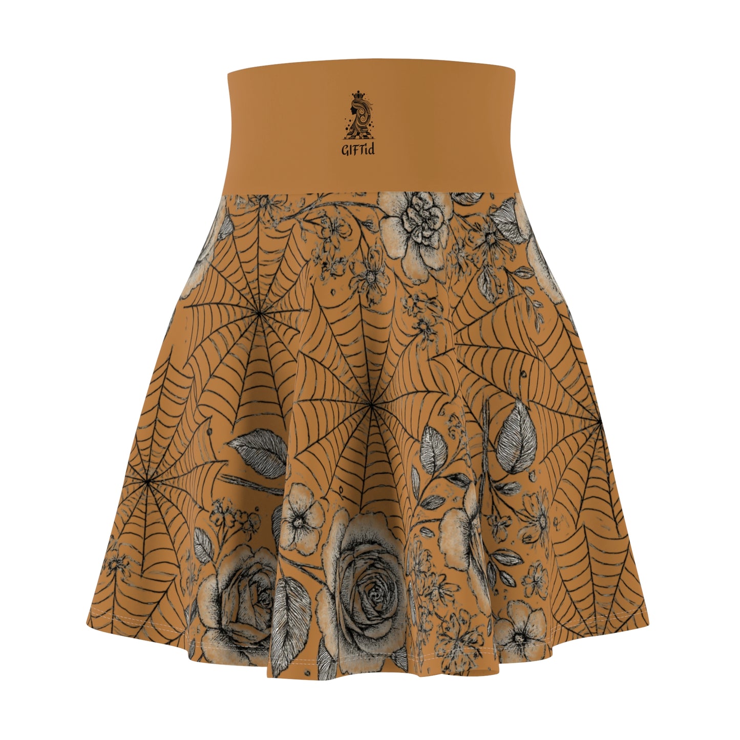 Flower Web Skater Skirt - Brown