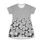 Grey GIFTid HorseFlower T-Shirt Dress, Casual Summer Dress, Boho Style Dress, Relaxed Wear, Perfect Gift for Her