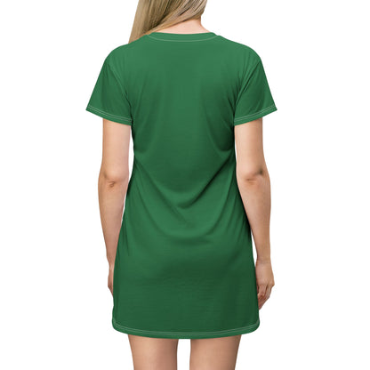 Green GIFTid HorseFlower T-Shirt Dress, Casual Summer Dress, Boho Style Dress, Relaxed Wear, Perfect Gift for Her