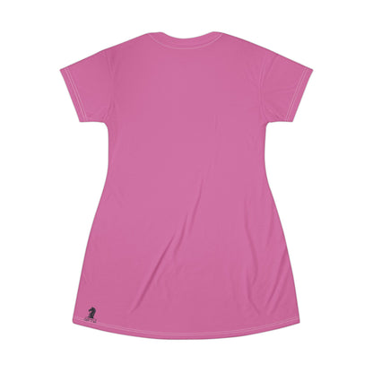 Pink GIFTid Queen's Domain Graphic T-Shirt Dress | Unique Chess Lover Gift, Casual Wear, Playful Outfit, Game Night Apparel, Stylish Dress