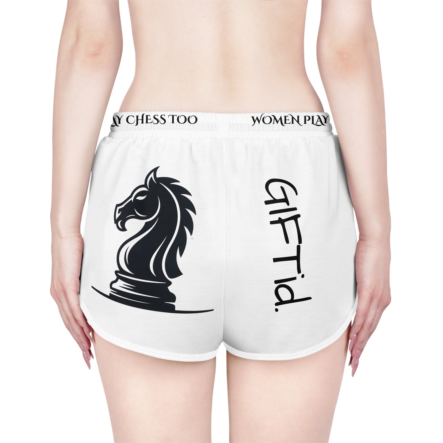 GIFTid Women Play Too - Relaxed Shorts, Playful Loungewear, Gift for Her, Comfortable Summer Shorts, Chess Lover Gift