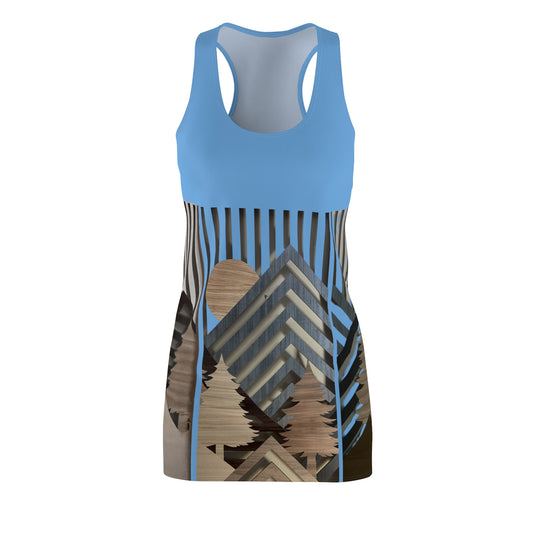Mountain About Blue Racerback Dress with Nature-Inspired Design, Casual Summer Wear, Outdoor Events, Vacation Essential, Eco-Friendly Fashion