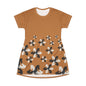 Light Brown GIFTid HorseFlower T-Shirt Dress, Casual Summer Dress, Boho Style Dress, Relaxed Wear, Perfect Gift for Her