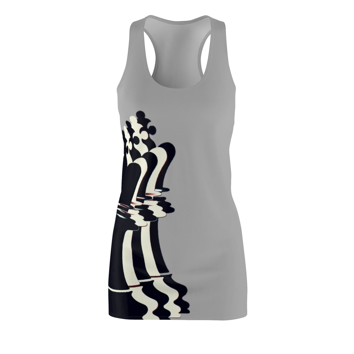 Grey GIFTid Queen Move Racerback Dress | Stylish Summer Dress, Unique Gift, Casual Wear, Chess Lover's Apparel, Trendy AOP Dress