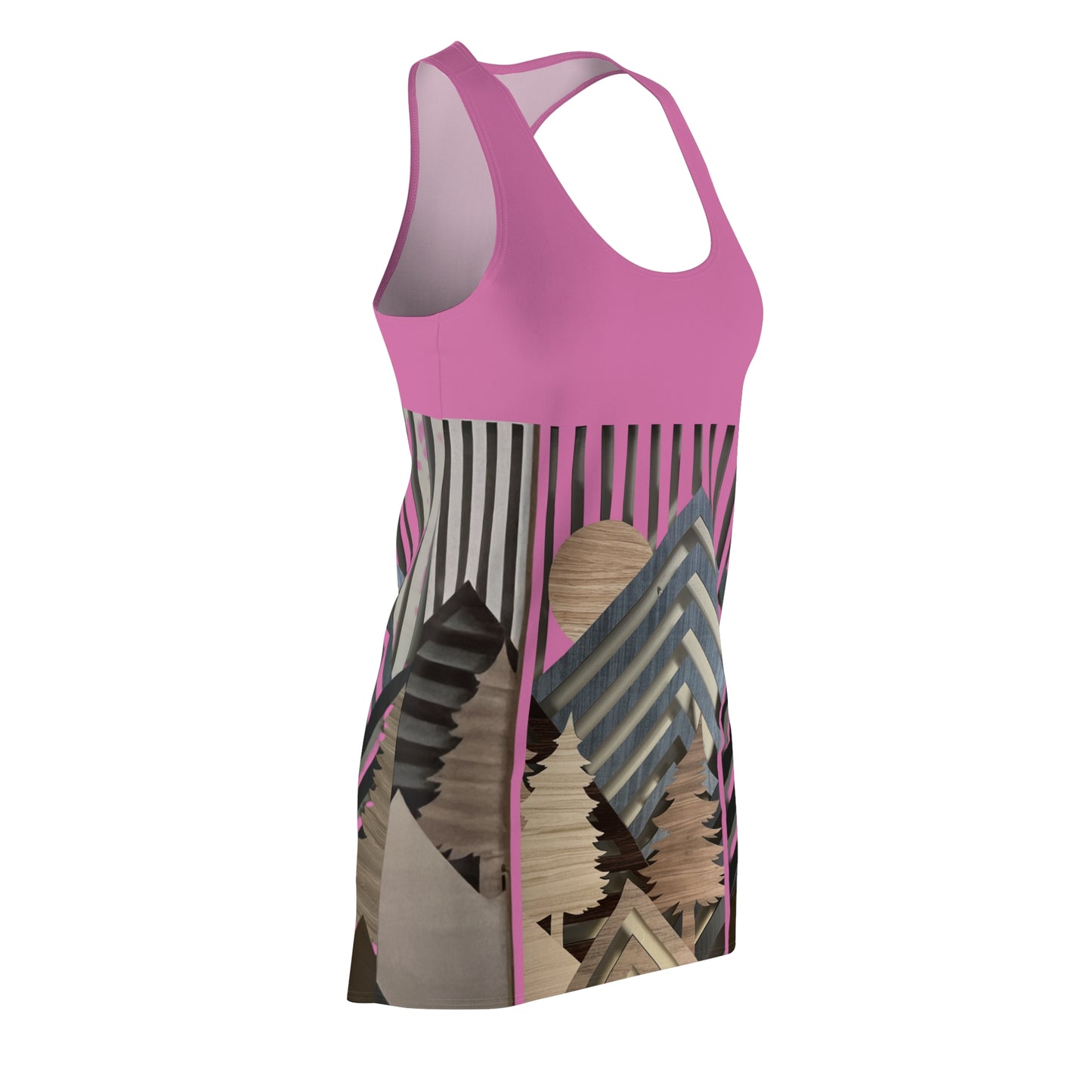 Mountain About Pink Racerback Dress with Nature-Inspired Design, Casual Summer Wear, Outdoor Events, Vacation Essential, Eco-Friendly Fashion
