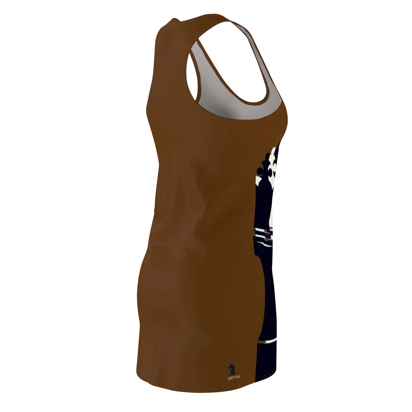 Brown GIFTid Queen Move Racerback Dress | Stylish Summer Dress, Unique Gift, Casual Wear, Chess Lover's Apparel, Trendy AOP Dress