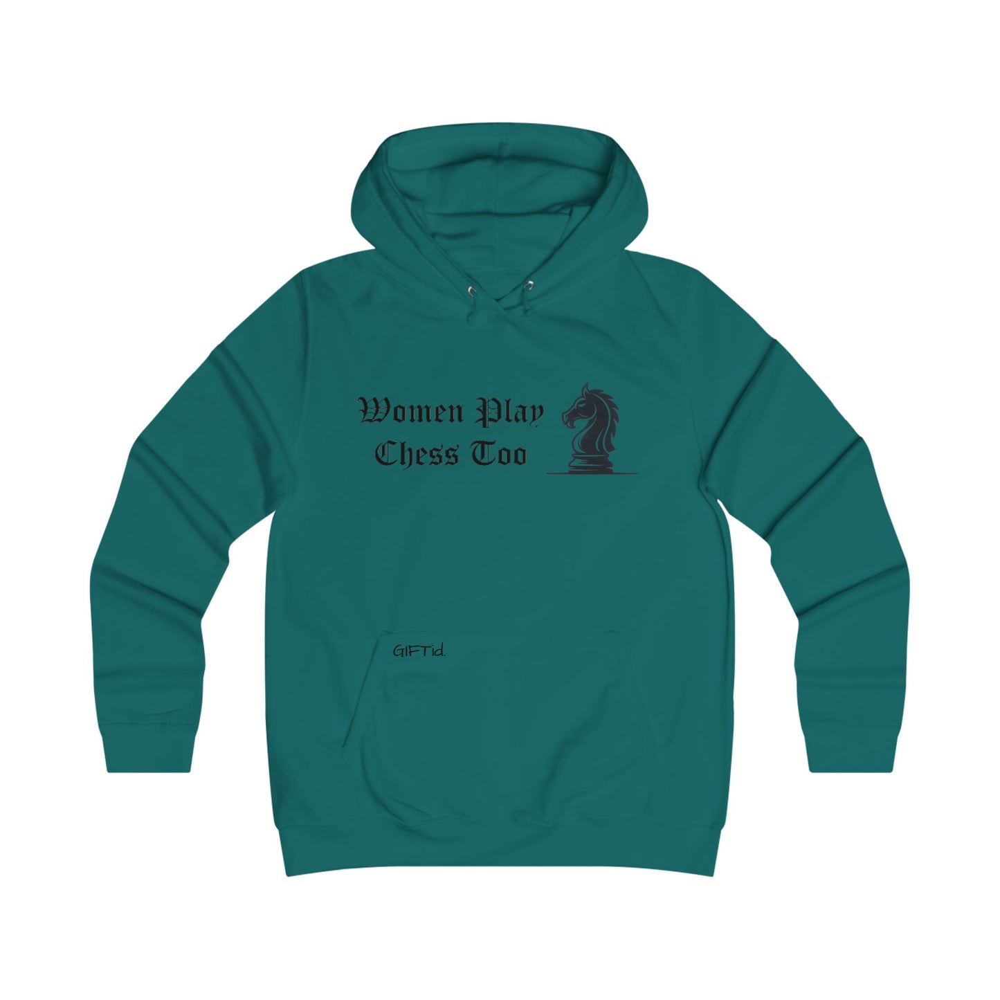 Women Play Chess Too Hoodie, Girlie College Hoodie, Womens Gaming Apparel, Cozy Sweatshirt for Chess Lovers, Gift for Her