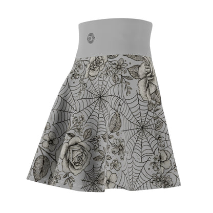 Flower Web Skater Skirt - Light Grey