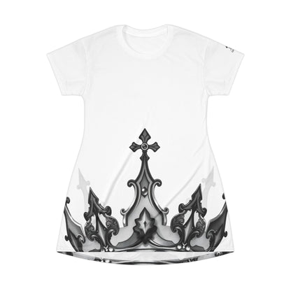White Reckless With Your Queen T-Shirt Dress, Casual Wear, Summer Dress, Festival Outfit, Gift for Her, Stylish Everyday Dress
