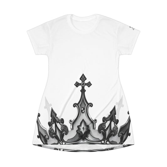 White Reckless With Your Queen T-Shirt Dress, Casual Wear, Summer Dress, Festival Outfit, Gift for Her, Stylish Everyday Dress